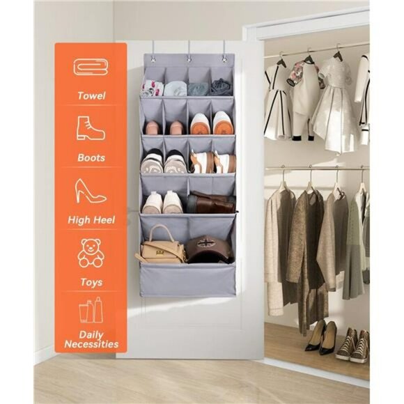 Over Door Shoe Organizer Hanging Rack 15 Pocket Closet Wall Storage Holder - Picture 2 of 7